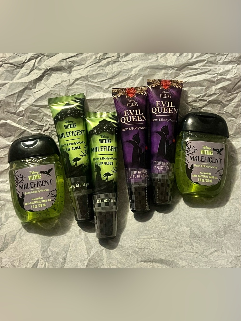 Bath & Body Works Disney Villains Maleficent Evil Queen Lip Gloss/Hand Sanitizer
